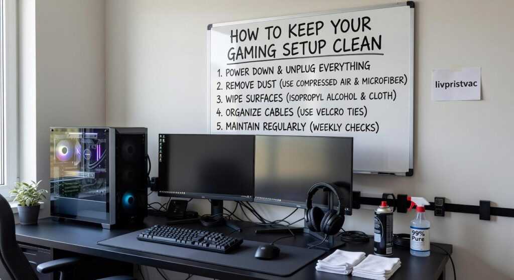 how to keep your gaming setup clean livpristvac